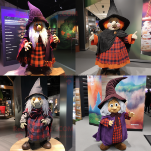nan Witch's hat mascot costume character dressed with Flannel Shirt and Wraps