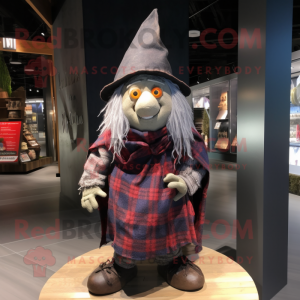 nan Witch's hat mascot costume character dressed with Flannel Shirt and Wraps