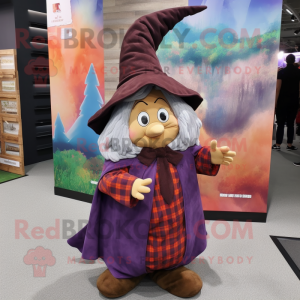 nan Witch's hat mascot costume character dressed with Flannel Shirt and Wraps
