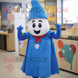 Blue Pepper mascot costume character dressed with Wrap Dress and Headbands