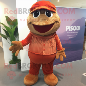 Rust Pho mascot costume character dressed with Blouse and Foot pads
