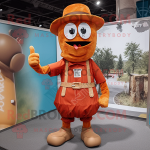 Rust Pho mascot costume character dressed with Blouse and Foot pads