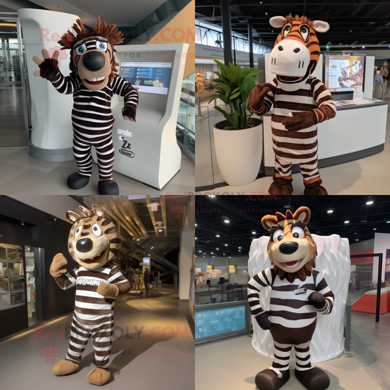 Brown Zebra mascot costume character dressed with Rash Guard and Caps