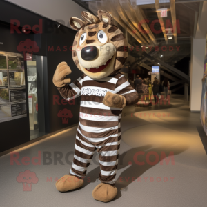 Brown Zebra mascot costume character dressed with Rash Guard and Caps