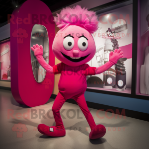 Pink Momentum mascot costume character dressed with Leggings and Clutch bags