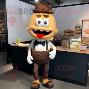 Brown Burgers mascot costume character dressed with Dress Shirt and Earrings