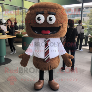 Brown Burgers mascot costume character dressed with Dress Shirt and Earrings