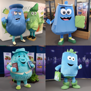 Blue Corned Beef and Cabbage mascot costume character dressed with Bodysuit and Wallets