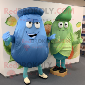 Blue Corned Beef and Cabbage mascot costume character dressed with Bodysuit and Wallets