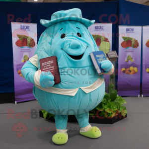 Blue Corned Beef and Cabbage mascot costume character dressed with Bodysuit and Wallets
