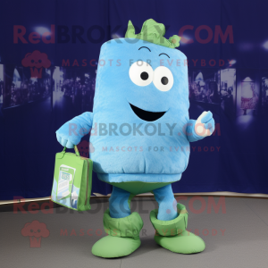 Blue Corned Beef and Cabbage mascot costume character dressed with Bodysuit and Wallets