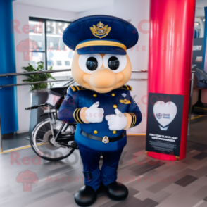 Navy Heart mascot costume character dressed with Moto Jacket and Berets