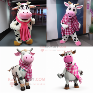 Pink Holstein koe mascotte...