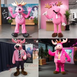 Pink Moose mascotte kostuum...