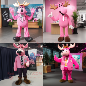 Pink Moose maskot kostume...