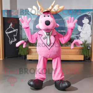 Pink Moose maskot kostume...