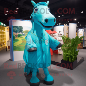 Turquoise paard mascotte...