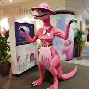 Pink Utahraptor maskot...