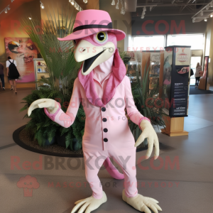 Pink Utahraptor maskot...