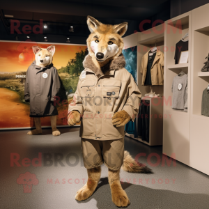 Tan Wolf mascot costume character dressed with Parka and Cufflinks