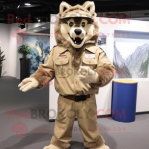 Tan Wolf mascot costume character dressed with Parka and Cufflinks