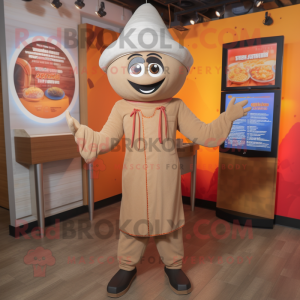 Tan Tikka Masala mascot costume character dressed with Jumpsuit and Hats