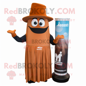 Rust Moussaka mascot costume character dressed with Maxi Dress and Hats