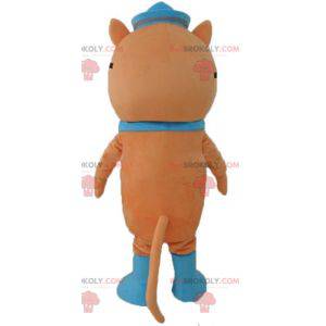 Orange cat mascot with an eye patch and a sailor hat -