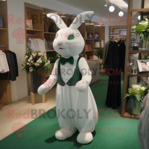 Green wild rabbit mascot costume character dressed with Wedding Dress and Wallets