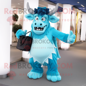 Himmelblå Minotaur maskot...