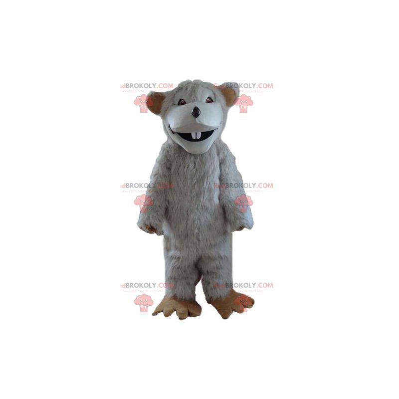 Mascotte de gros rat blanc très poilu - Redbrokoly.com