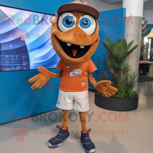 Rust Barracuda mascot costume character dressed with Shorts and Rings