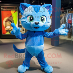 Blue Cat maskot kostume...