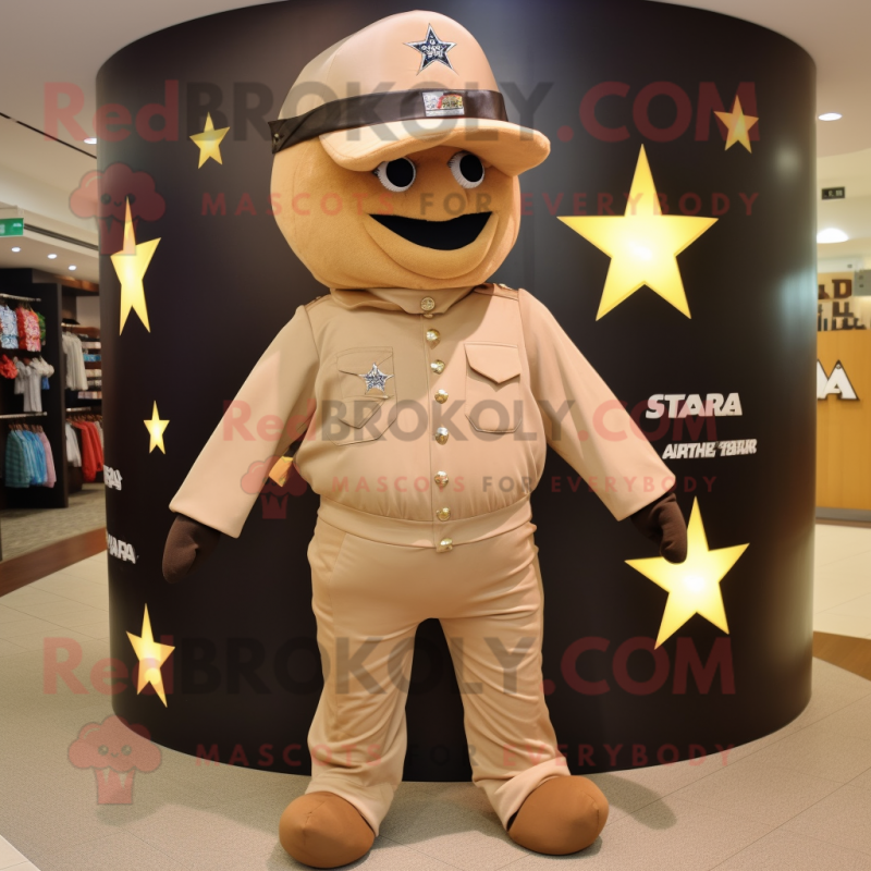 Tan Starfish mascot costume character dressed with Bomber Jacket and Belts