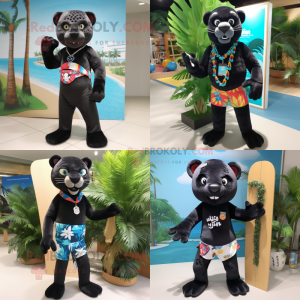 Personnage de costume de mascotte Panther habillé avec un short de bain et des porte-clés