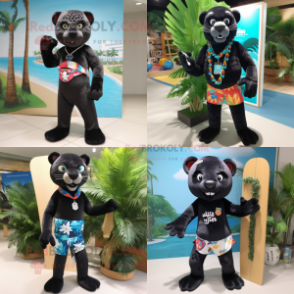 nan Panther mascot costume character dressed with Board Shorts and Keychains