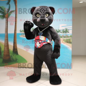 nan Panther mascot costume character dressed with Board Shorts and Keychains