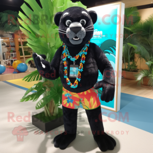 nan Panther mascot costume character dressed with Board Shorts and Keychains