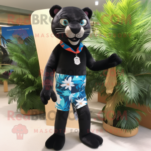 nan Panther mascot costume character dressed with Board Shorts and Keychains