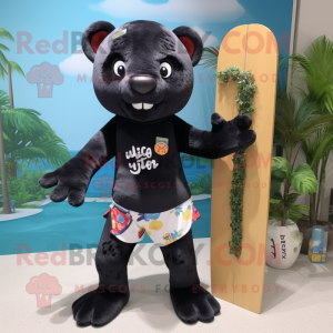 nan Panther mascot costume character dressed with Board Shorts and Keychains