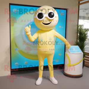 Beige Lemon maskot kostym...