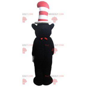 Black and white mouse bear mascot with a big hat -