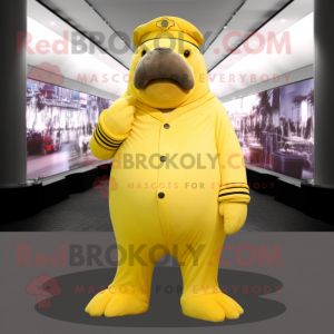 Citroengeel Walrus mascotte...