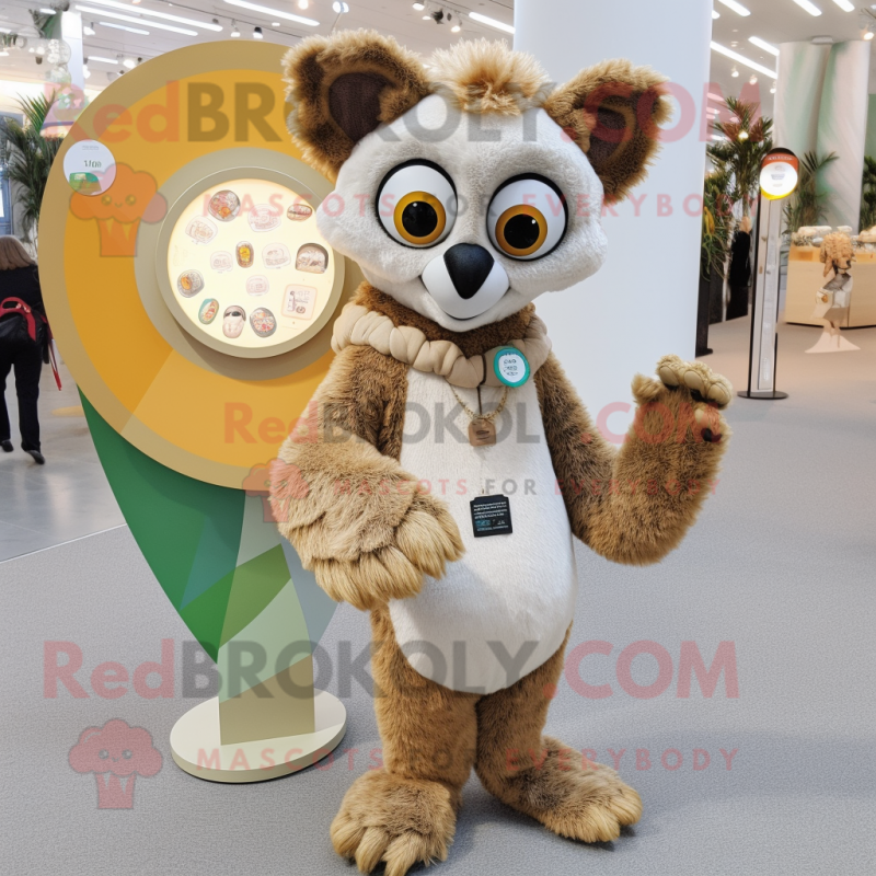 Beige Lemur mascot costume character dressed with Trousers and Coin purses Beige Lemur mascot costume character dressed with Trousers and Coin purses