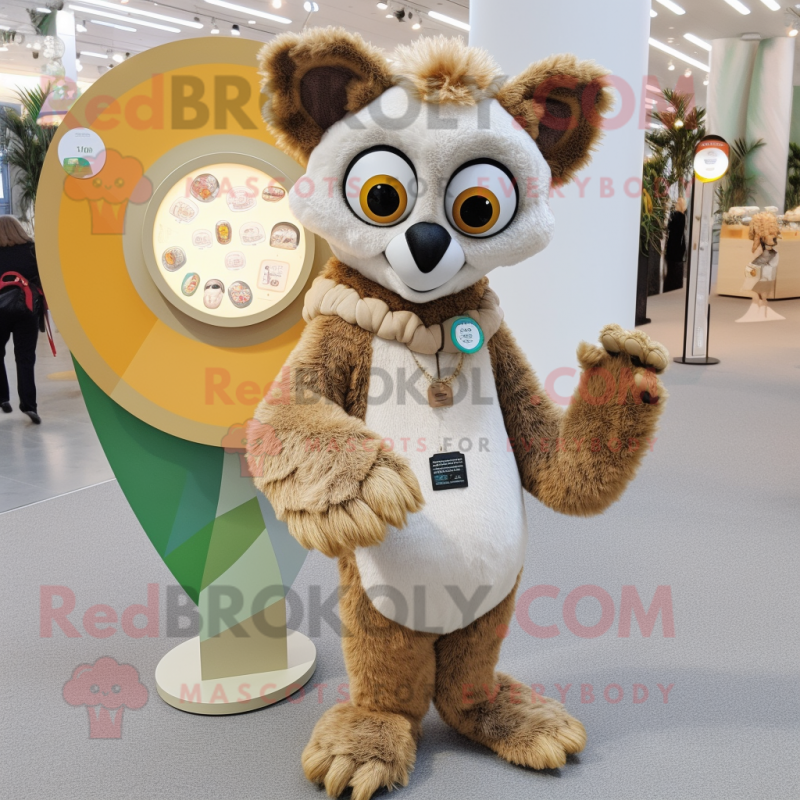 Beige Lemur mascot costume character dressed with Trousers and Coin purses