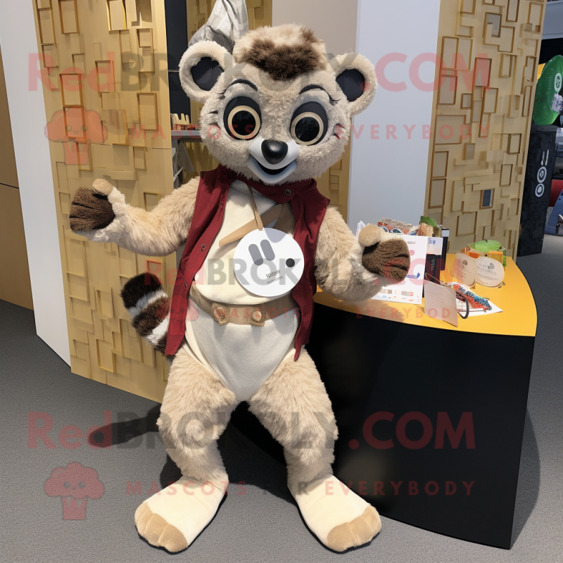 Beige Lemur mascot costume character dressed with Trousers and Coin purses