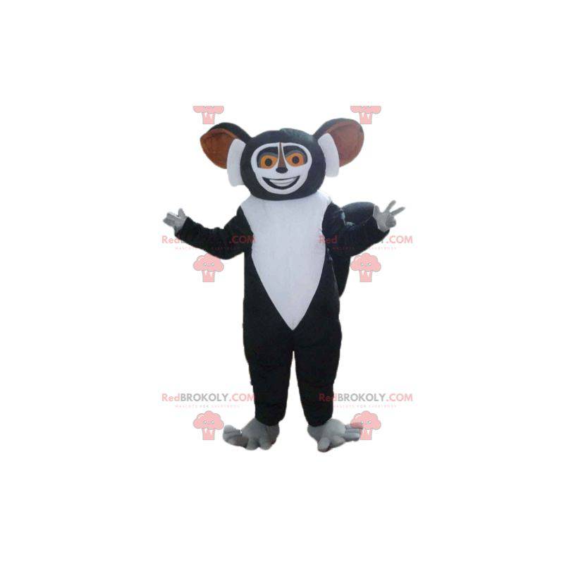 Madagaskar Cartoon Schwarz-Weiß-Lemur-Maskottchen -