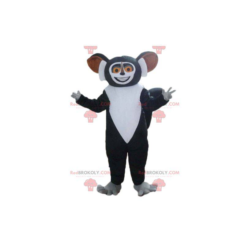 Mascota de lémur blanco y negro de dibujos animados de