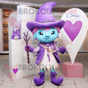 Lavender arrow of love mascot costume character dressed with Coat and Necklaces