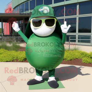 Forest Green baseball ball mascot costume character dressed with Cover-up and Sunglasses